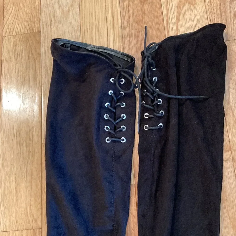JUSTFAB GiGi Thigh-High  Boots In Black Size 7